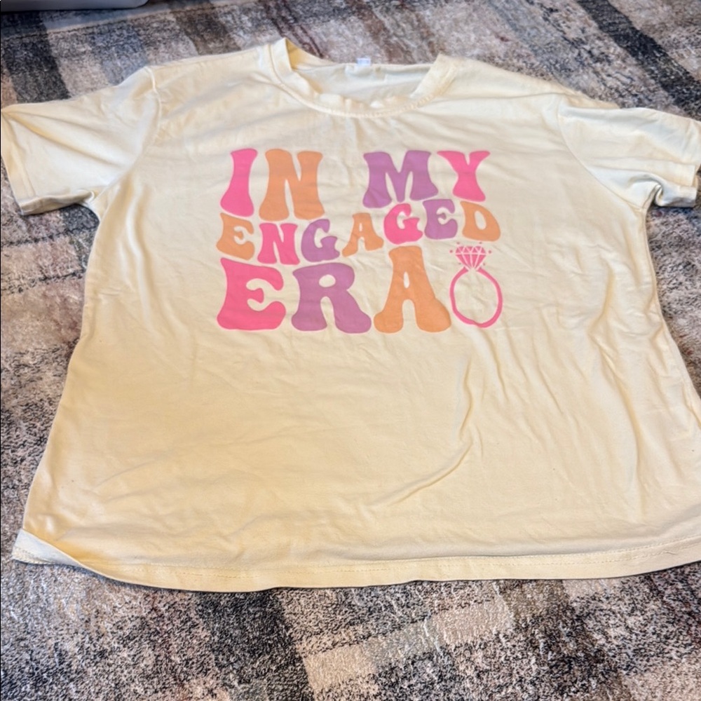 Cream and Pink Short Sleeve Tee with Retro Print